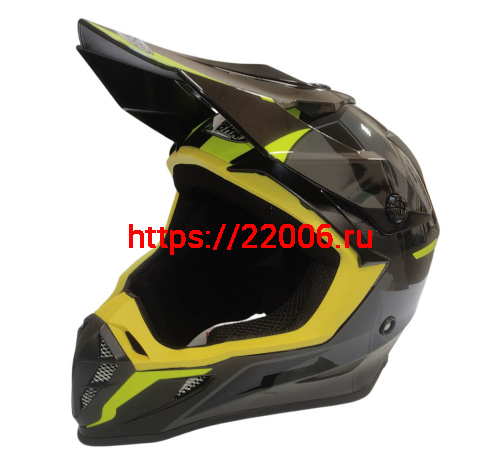 Шлем кроссовый COBRA EC V332, серый титан, синий и желтый, размер XL Шлем кроссовый COBRA EC V332, серый титан, синий и желтый, размер XL