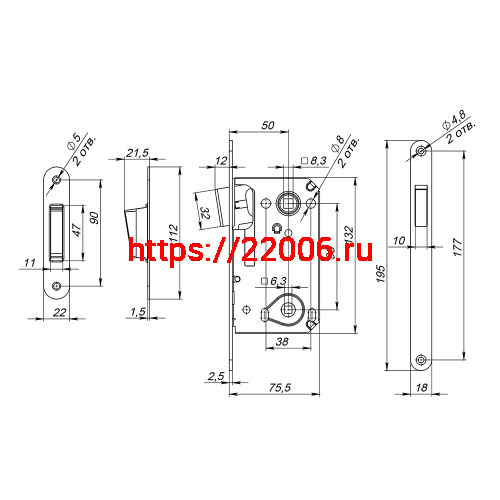 Защелка Fuaro (Фуаро) врезная MAGN5300-M-WС (5300-M-WC) CP хром фото 3 Защелка Fuaro (Фуаро) врезная MAGN5300-M-WС (5300-M-WC) CP хром фото 3
