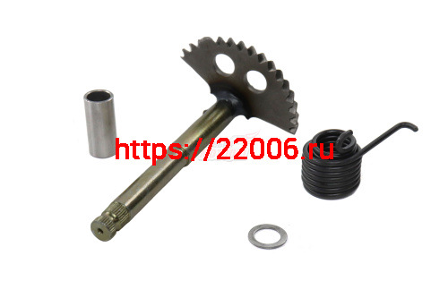 Вал кикстартера с сектором GY6-125, 150, FT150T(1215) (с пружиной возвратной) (общая длина 165 мм) Вал кикстартера с сектором GY6-125, 150, FT150T(1215) (с пружиной возвратной) (общая длина 165 мм)