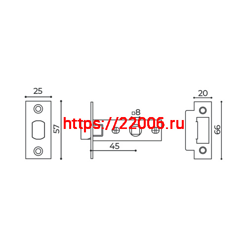Защелка Ajax (Аякс) врезная PLASTLP45-8 (LP45-8) SSC сатин.хром фото 3 Защелка Ajax (Аякс) врезная PLASTLP45-8 (LP45-8) SSC сатин.хром фото 3