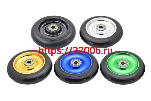 Колеса для самокатов ТРЮКОВЫХ 100мм с подш.(ЛИТЫЕ, цвета: зеленый,синий,красный) (пара) фото 2 Колеса для самокатов ТРЮКОВЫХ 100мм с подш.(ЛИТЫЕ, цвета: зеленый,синий,красный) (пара) фото 2