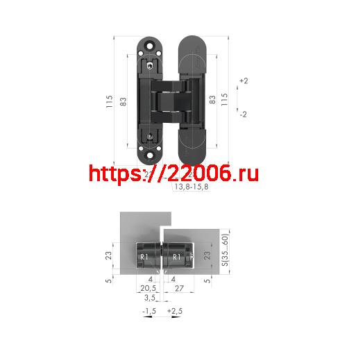 Петля Armadillo (Армадилло) скрытой установки U3D3000.VPG WH белый TECH фото 3