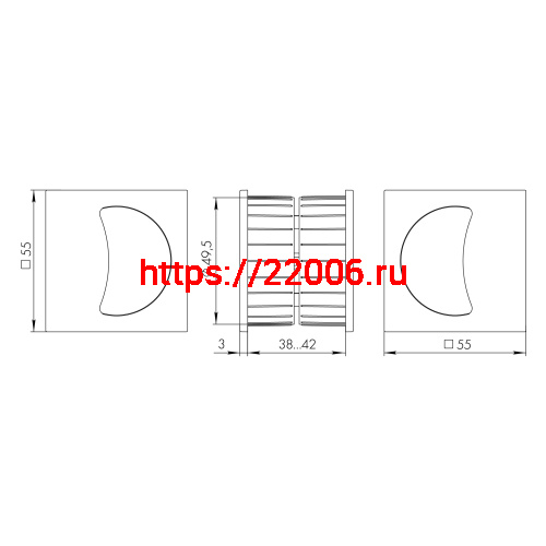 Ручка Armadillo (Армадилло) для раздвижных дверей SH.QUADRO55.010 BL-26 черный фото 3 Ручка Armadillo (Армадилло) для раздвижных дверей SH.QUADRO55.010 BL-26 черный фото 3