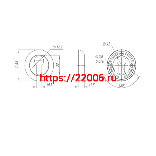 Накладка Ajax (Аякс) под цилиндр ET.R.JR54 (ET JR) ABG-6 зелёная бронза фото 3