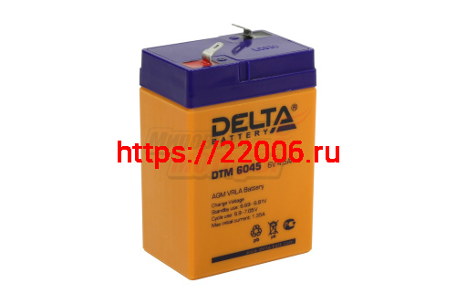 Аккумулятор герметичный 6В 4.5Ач DELTA DTM6045 AGM (электромашинки)