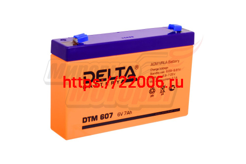 Аккумулятор герметичный 6В 7Ач DELTA DTM607 AGM (электромашинки)