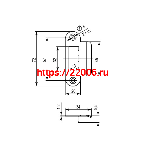 Ответная Punto (Пунто) планка STRP-F72/R20 (SP-F72/R20) SN тех. упаковка фото 2 Ответная Punto (Пунто) планка STRP-F72/R20 (SP-F72/R20) SN тех. упаковка фото 2