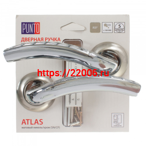 Ручка Punto (Пунто) раздельная ATLAS TL/HD SN/CP-3 матовый никель/хром Ручка Punto (Пунто) раздельная ATLAS TL/HD SN/CP-3 матовый никель/хром