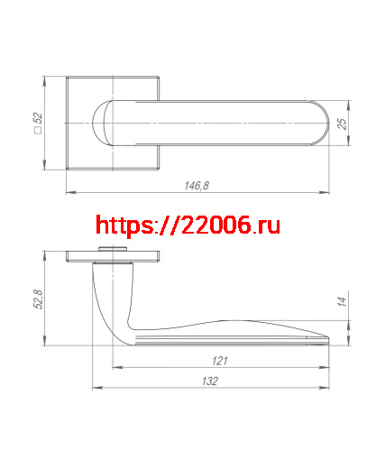 Ручка Punto (Пунто) раздельная K.ARC.Q52.EXTRA SSC-16 сатин.хром ТРОСИК фото 4