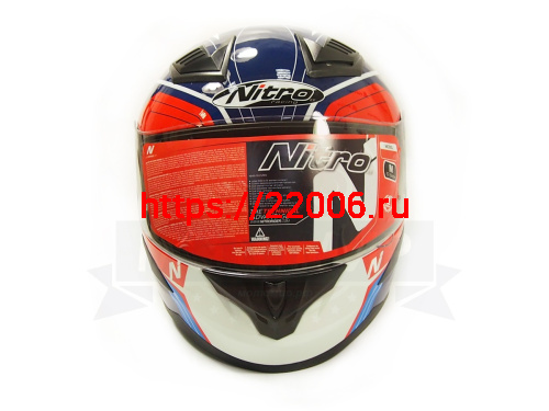 Шлем интеграл NITRO N2400 PIONEER (White/Red/Blue), размер L (6 шт в кор.) фото 2
