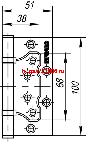 Петля Fuaro (Фуаро) универсальная без врезки IN4500W BL (500-2BB 100x2,5) черный матовый фото 3