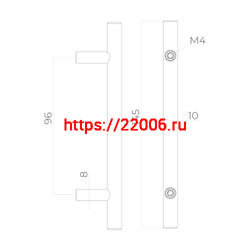 Ручка-рейлинг Ajax (Аякс) мебельная MB-H-005-96 мм BL черный фото 3