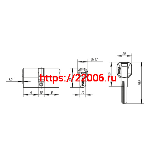 Цилиндровый Punto (Пунто) механизм MaxPro7000Key110mm(50+10+50) SN никель 7key фото 3