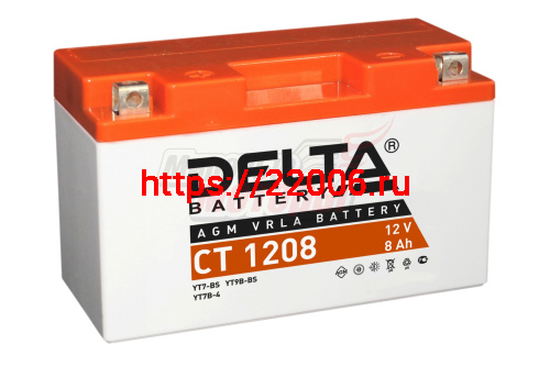Аккумулятор 12В 8Ач DELTA CT1208 (YT7B-BS) (кислотный, герметичный) (прямая полярн) (150*66*93мм) Аккумулятор 12В 8Ач DELTA CT1208 (YT7B-BS) (кислотный, герметичный) (прямая полярн) (150*66*93мм)