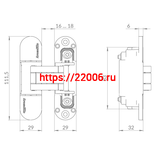 Петля Armadillo (Армадилло) скрытой установки U3D6002.TG BL черный фото 5 Петля Armadillo (Армадилло) скрытой установки U3D6002.TG BL черный фото 5