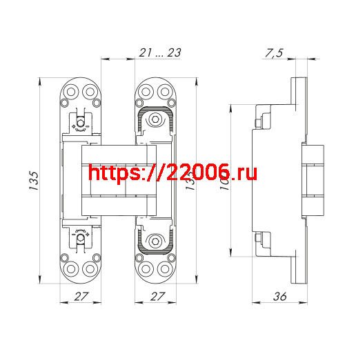 Петля Armadillo (Армадилло) скрытой установки U3D7800.VPG AB бронза TECH фото 4 Петля Armadillo (Армадилло) скрытой установки U3D7800.VPG AB бронза TECH фото 4