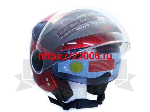 Шлем открытый "Safelead" HF-256  "колобки с доп. стеклом" красный M фото 2