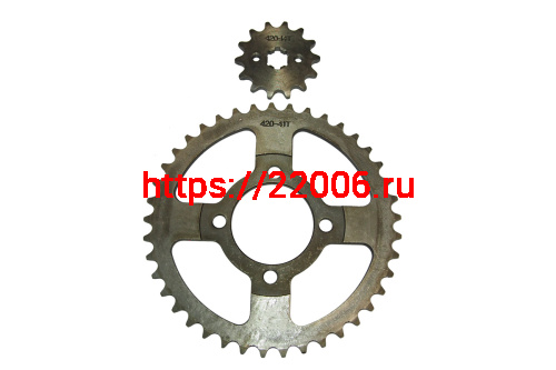 Венец (Z41) 420 (d54mm - 4 x 49mm) + ЗВЕЗДОЧКА (Z14) 420 (d14 - 17mm, 6 шлицов) (компл.)